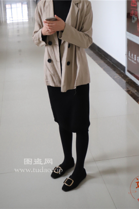 编码0069黑丝黑色紧身包臀裙长美脚平底鞋